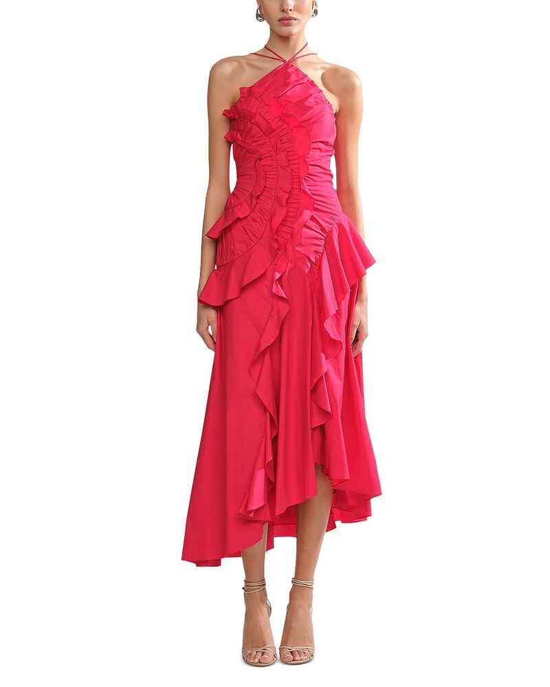 アムール レディース トップス ワンピース フリル Amur Ottavia Ruffledressolstice Red レッド｜ReVida 店