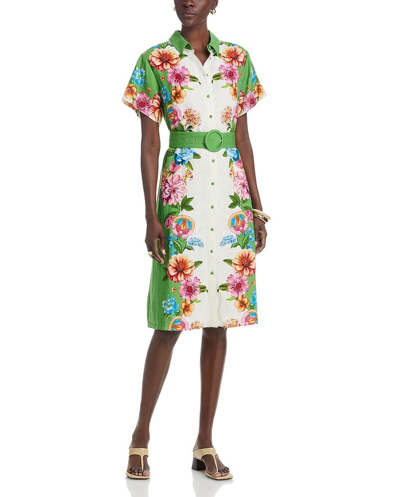 ティー・タハリ レディース トップス ワンピース ボタンダウン フラワー柄 ミディ ダウン レース フラワー Tahari Placed Floral Button Down Midi Dress Cosmic Garden