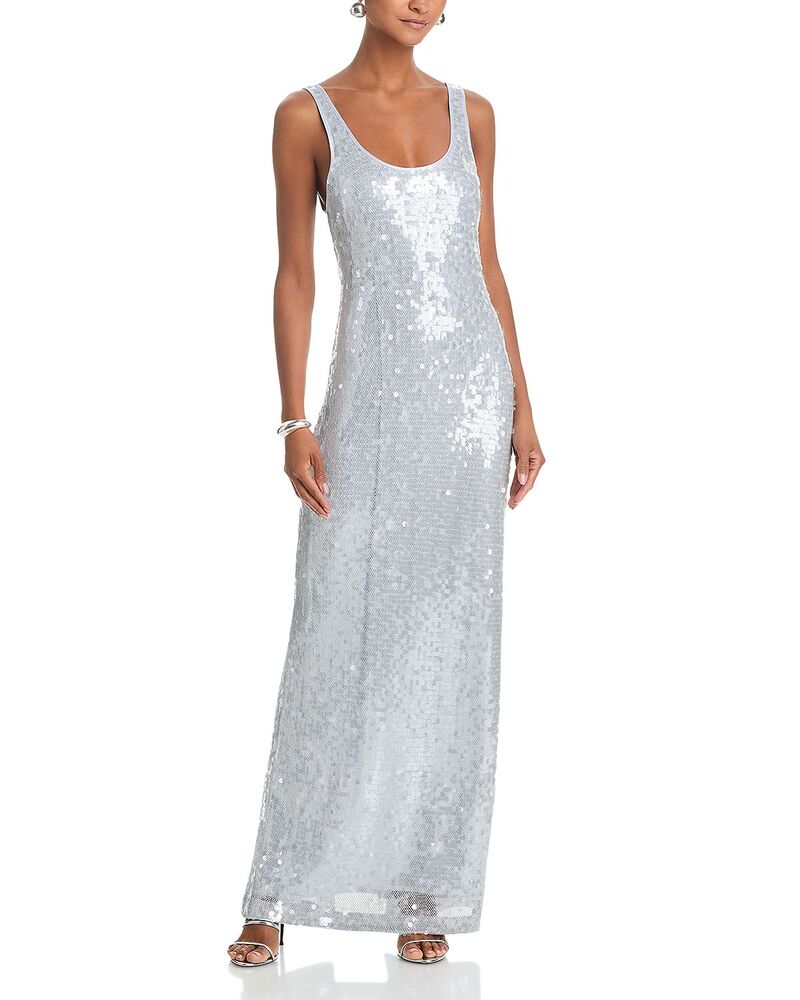 シムカイ レディース トップス ワンピース トール マキシ SIMKHAI Bex Metallic Maxi Dress Blue Haze ブルー