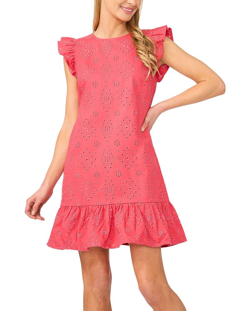 セセ レディース トップス 衣装 ミニ CeCe Flutter Sleeveyelet Mini Dress Claret Red 赤いこと