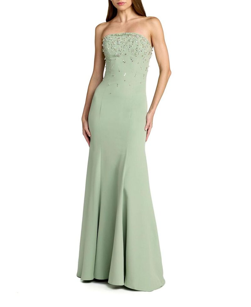 マックダガル レディース トップス ワンピース クレープ ストラップレス Mac Duggal Strapless Embellished Crepe Mermaid Gown Sage セージ｜ReVida 店