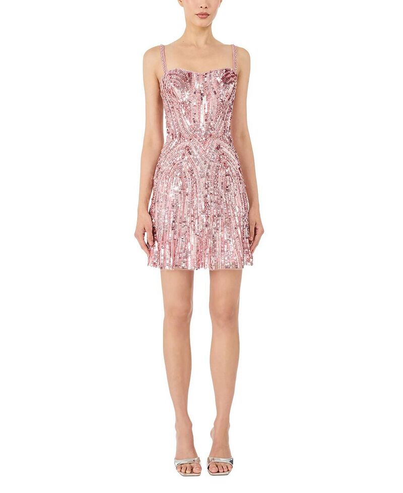 ジェニー・パッカム レディース トップス ワンピース ミニ スパンコール Jenny Packham Rebecca Sequin-Embelished Mini Dress Pink Pearl パール