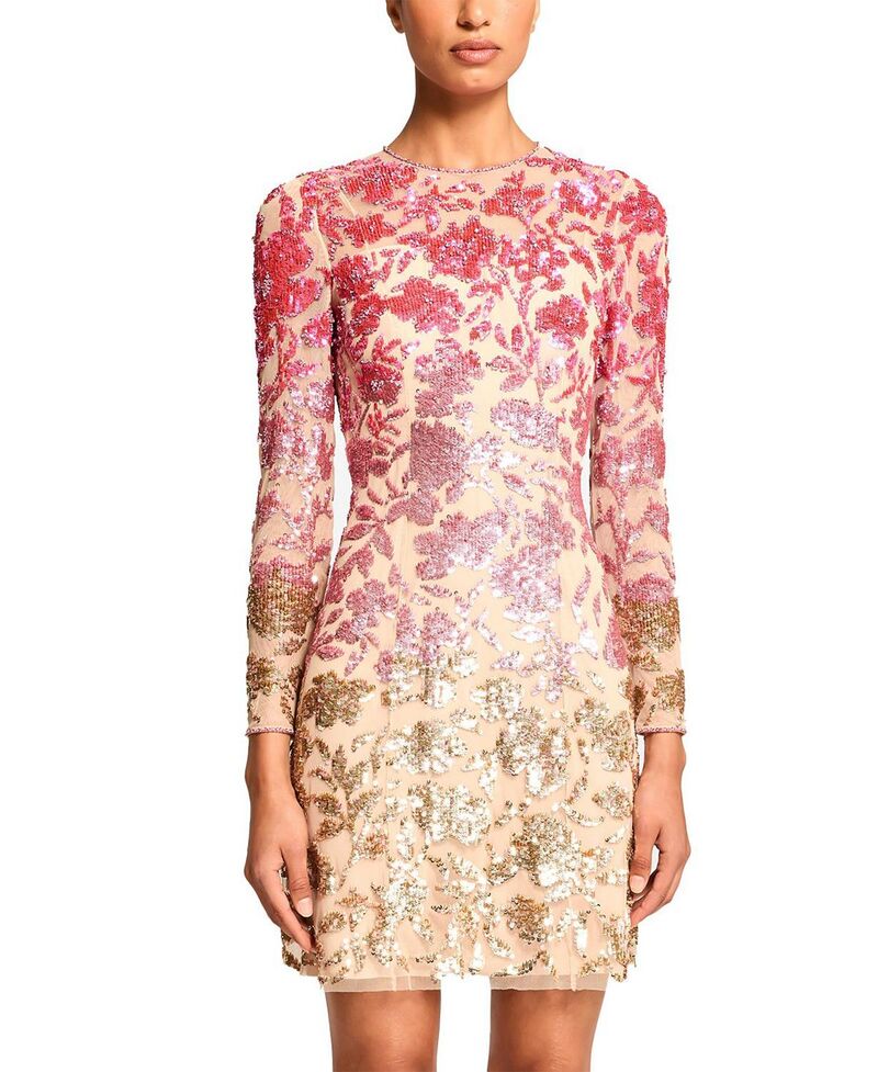 ジェニー・パッカム レディース トップス 衣裳 御花柄 ミニ スパンコール 御花 Jenny Packham Jazz Sequin-Embellished Floral-Pattern Mini Dress Morganite