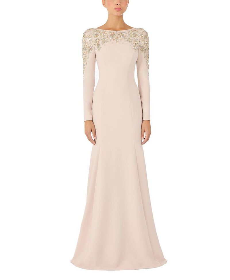 ジェニー・パッカム レディース トップス ワンピース マキシ 長袖 Jenny Packham Kelly Embellished Long-Sleeve Maxi Dress Moonstone｜ReVida 店