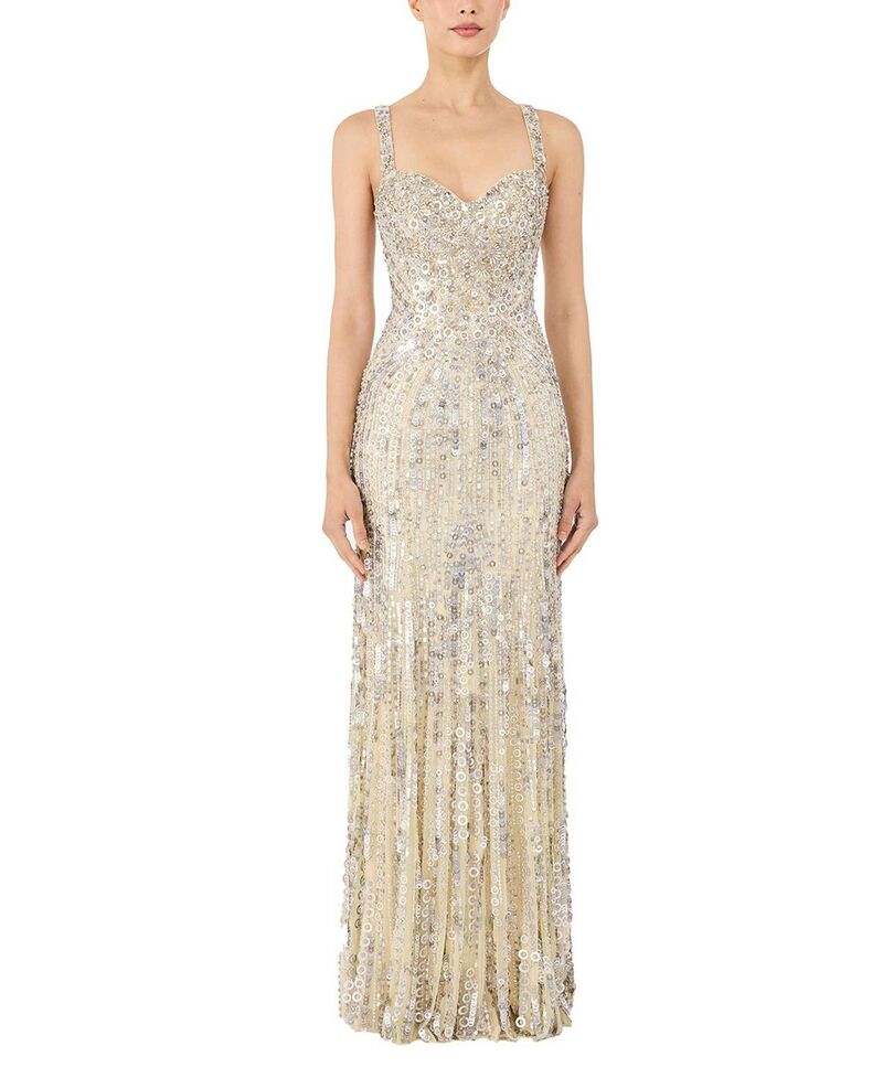 ジェニー・パッカム レディース トップス ワンピースパンコール Jenny Packham Da Vinci Sequin-Embellishedress Parchment|ReVida 店