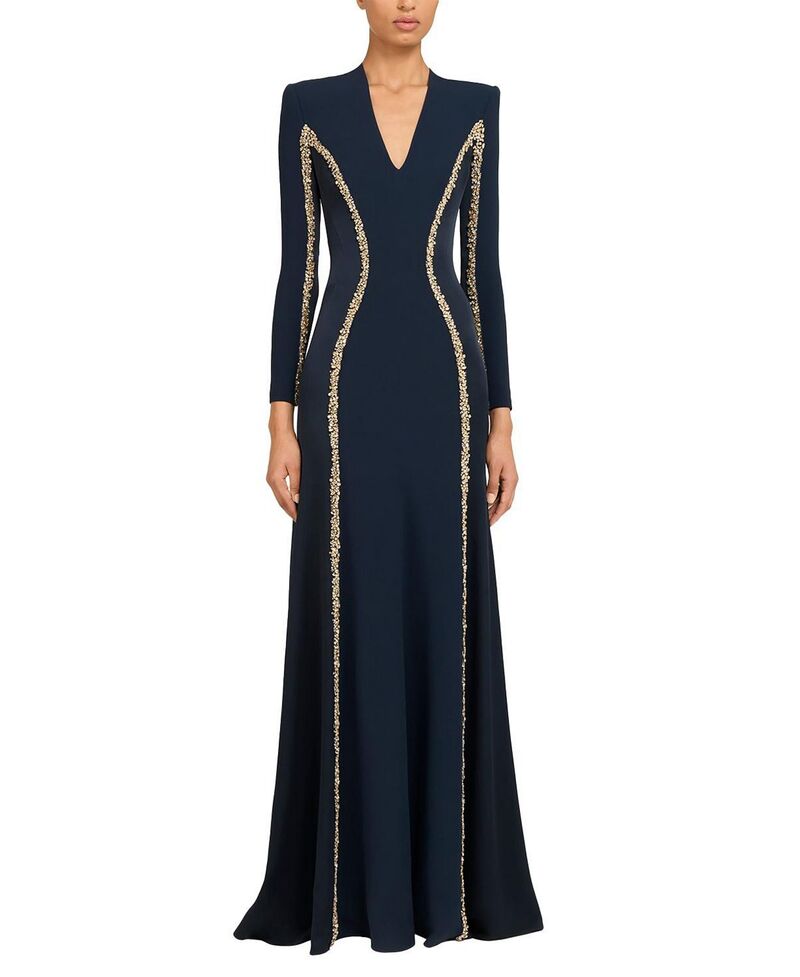 ジェニー・パッカム レディース トップス ワンピース マキシ 長袖 Jenny Packham Ghost orchid Embellished Long-Sleeve Maxi Dress Blackthorne Blue ブルー｜ReVida 店