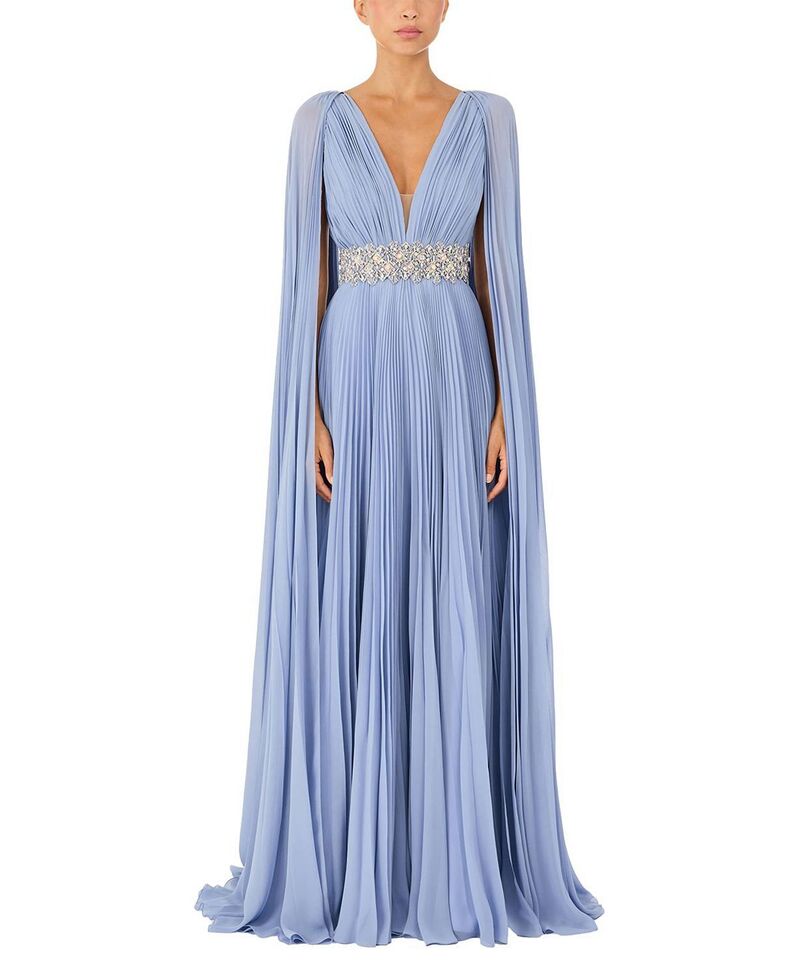 ジェニー・パッカム レディース トップス ワンピース プリーツ マキシ Jenny Packham Fesco Embellished-Waist Pleated Maxi Dress Blue Slate スレート 551,520円