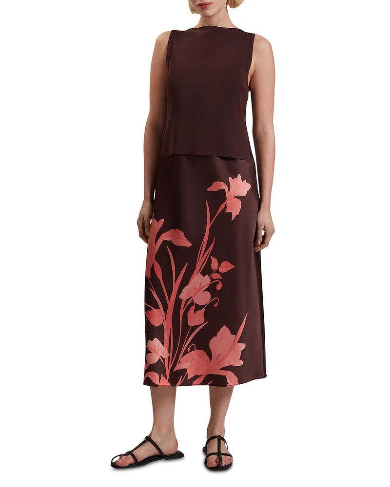 テッドベーカー レディース トップス 衣装 編み物 Ted Baker Lattena Knit Bodice Dress Dark Brown 赤銅色 ワンピース-レディースファッション