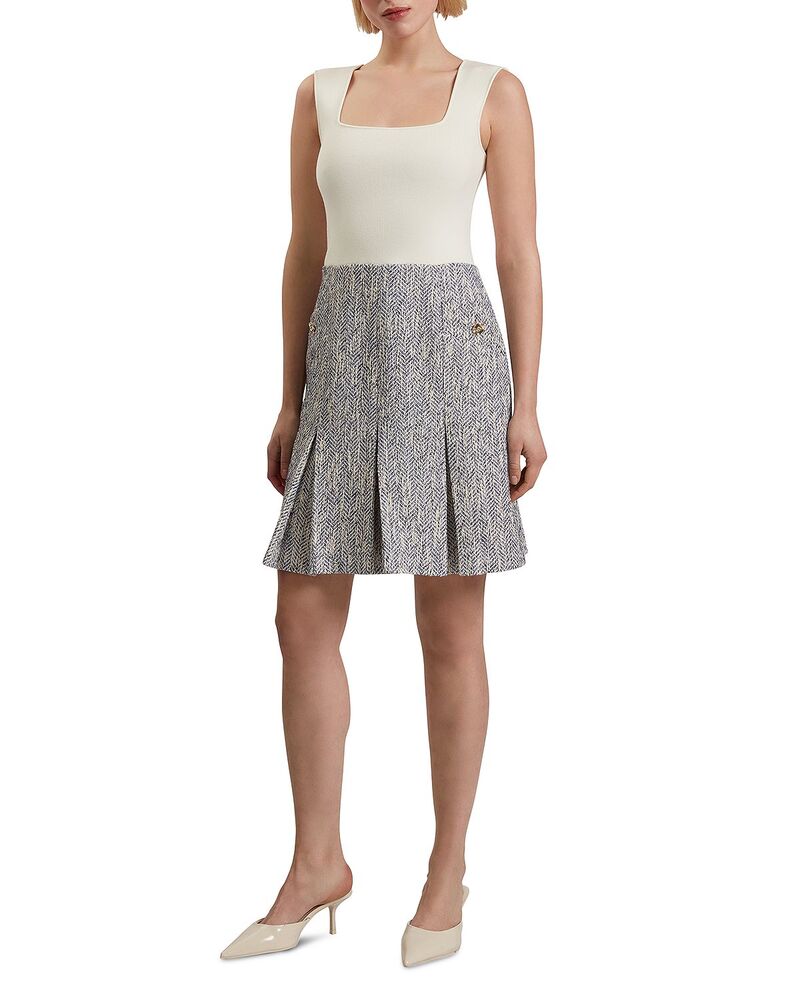 テッドベーカー レディース トップス 衣装 ミ編み物 Ted Baker Vulpam Boucle Knit Bodice Mini Dress Light Blue 青色 ワンピース-レディースファッション