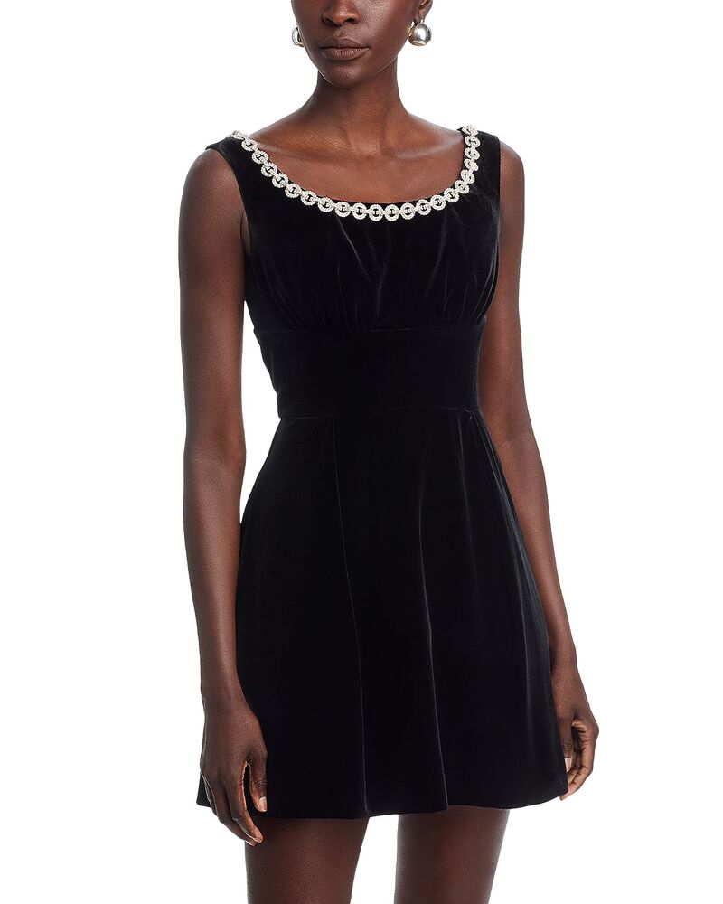 セルフ・ポートレイト レディース トップス ワンピース ミニ ベルベット Self-Portrait Black Velvet Mini Dress Black ブラック