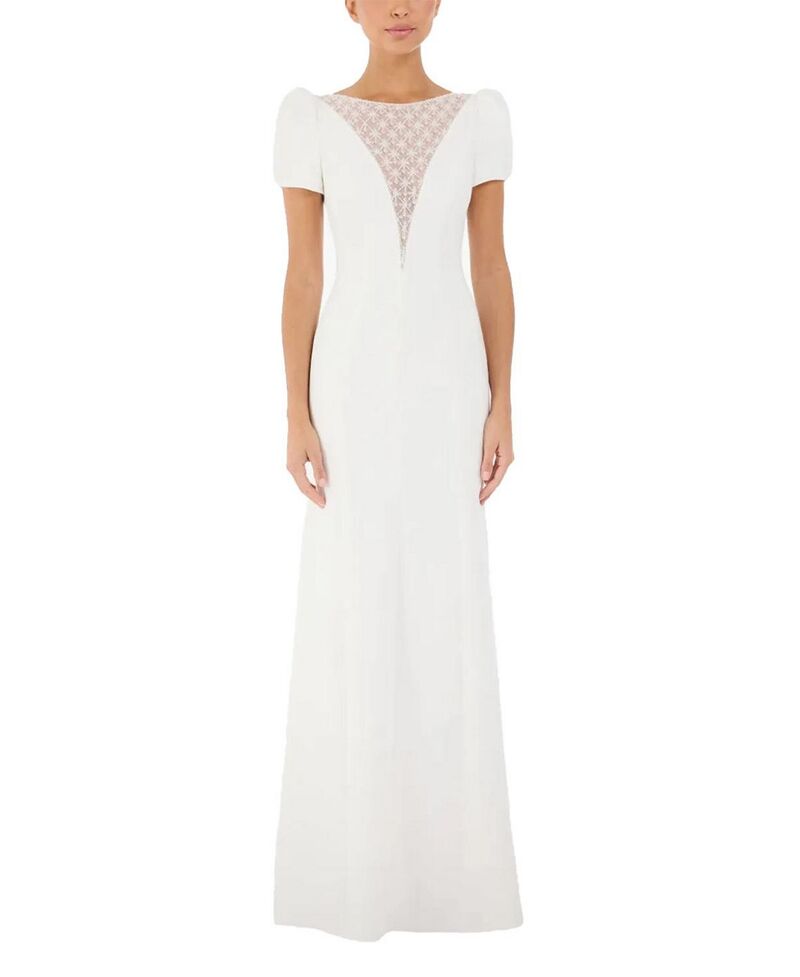 ジェニー・パッカム レディース トップス 衣裳 パフ衣袂 マキシ Jenny Packham Empress Puff-sleeve Crystal-embellished Maxi Dress Ivory 象牙色