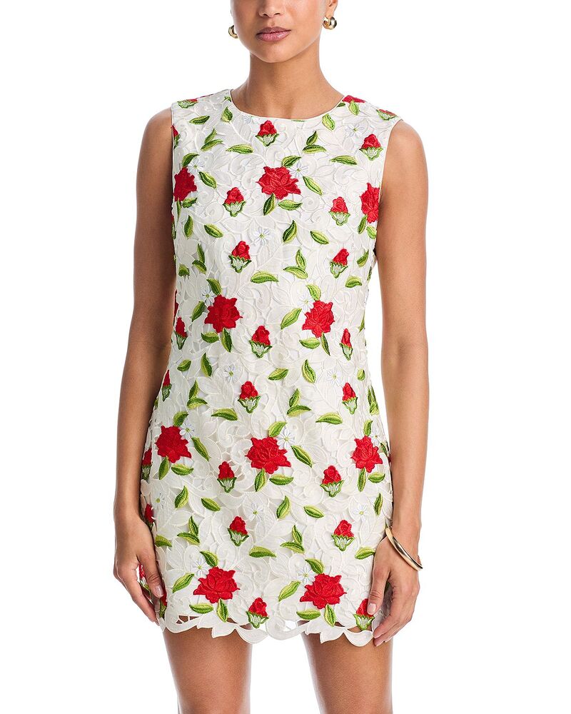 ミリー レディース トップス ワンピース ミニ 刺繍 MILLY Ivettembroidered Mini Dress White/red/green ホワイト