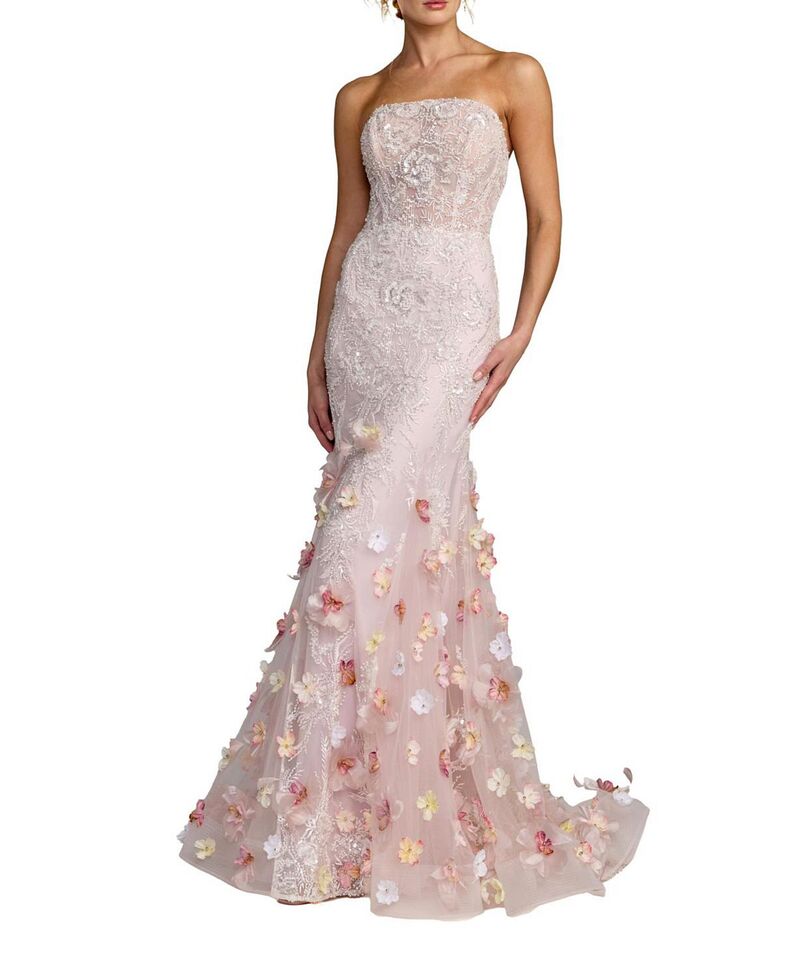 マックダガル レディース トップス ワンピーストラップレス Mac Duggal Strapless Embroidery Mermaid Gown with 3D Flowers Blush Multi ブラッシュ 305,910円
