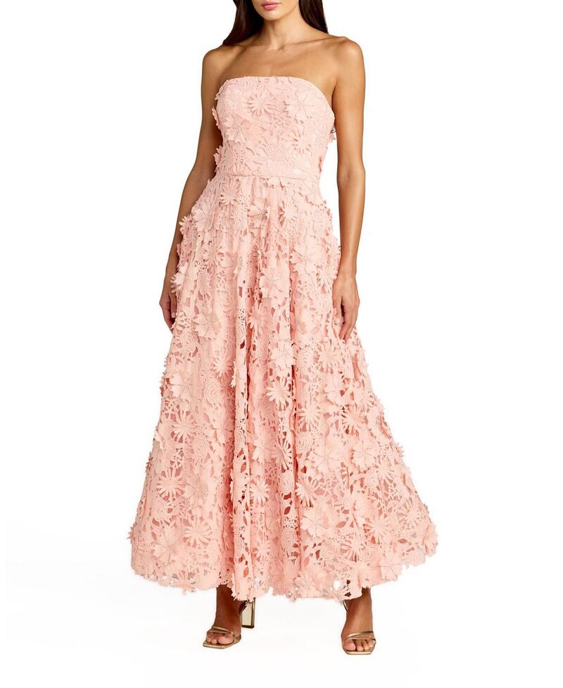 マックダガル レディース トップス ワンピース A ライン フラワー柄 ミディ ストラップレス レース フラワー Mac Duggal Floralace Strapless A Line Midi Dress Blush ブラッシュ