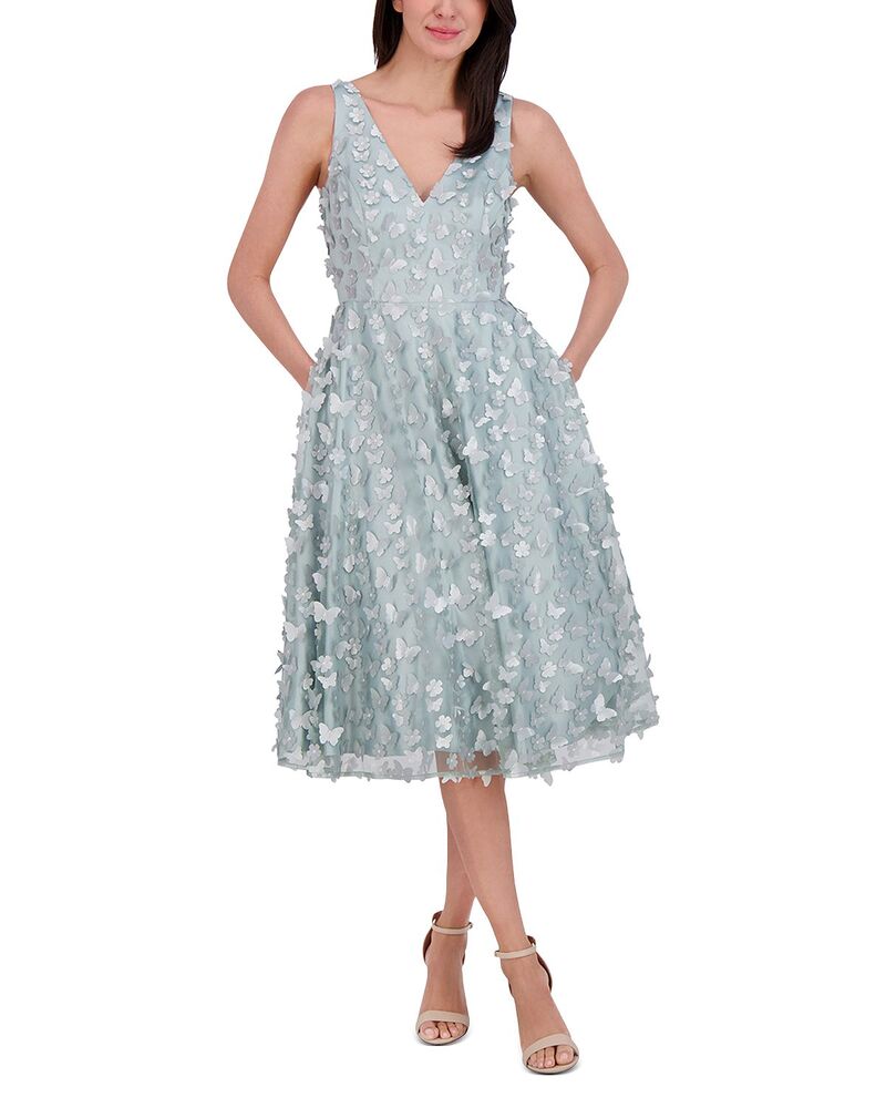 エリザジェイ レディース トップス ワンピース ミディ ノースリーブ Eliza J 3D Appliqu Sleeveless Midi Dressage セージ
