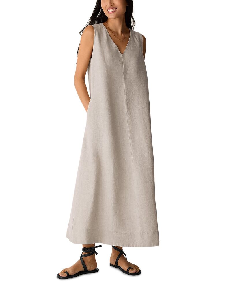 エイリーンフィッシャー レディース トップス ワンピース Vネック Eileen Fisher V-Neck Dress Undyed Natural|ReVida 店