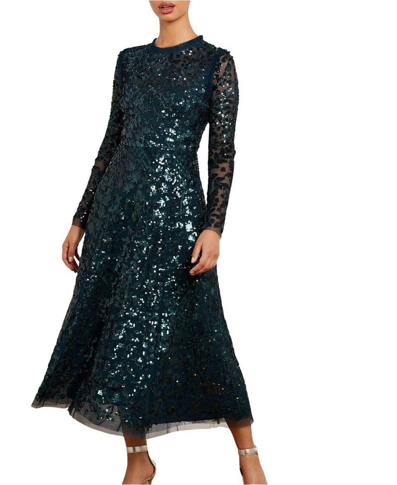 ニードルアンドスレッド レディース トップス ワンピース Needle & Thread Aurelia Long Sleeve Ballerina Dress Emerald Green グリーン