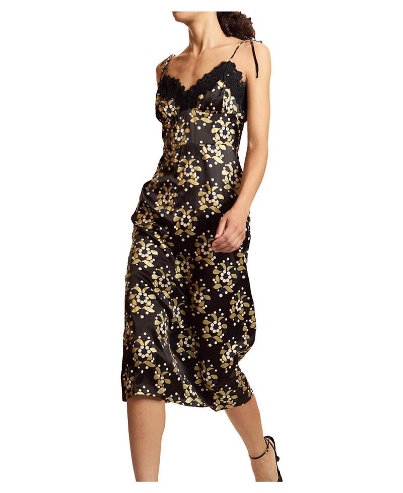 シンシアローレイ レディース トップス ワンピース シルク レース Cynthia Rowley Silk Lace Slip Dress Black ブラック｜ReVida 店