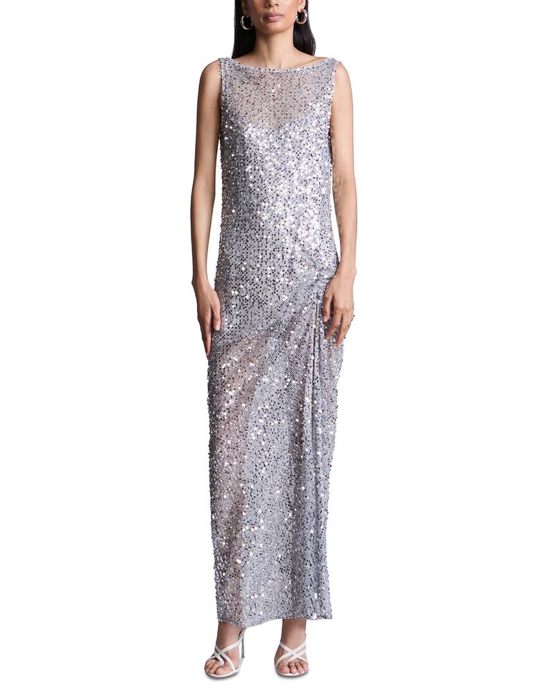 ビーシービージーマックスアズリア レディース トップス ワンピースパンコール BCBGMAXAZRIA Lorraine Sequinned Gown Silver シルバー