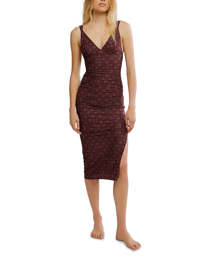 フリーピープル レディース トップス ワンピース プリント メッシュ Free People Long Live Printed Mesh Dress Brown Combo ブラウン