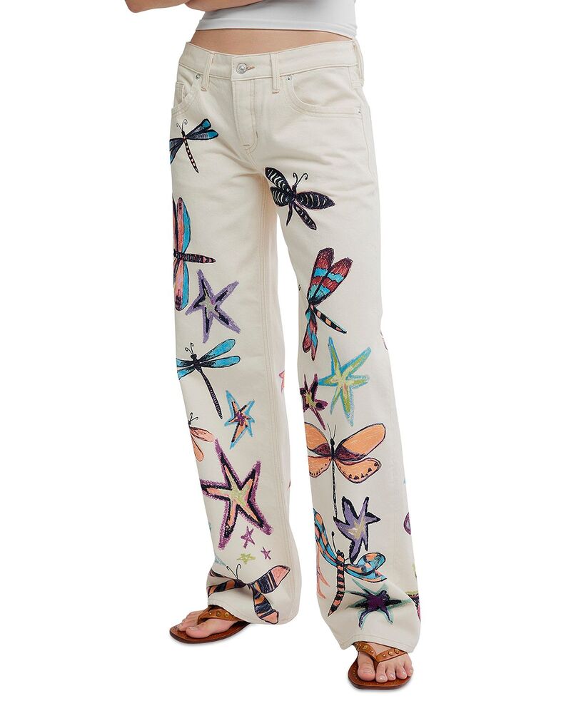 フリーピープル レディース ボトムス ジーンズズボン下 ローライズ 御花柄 デニム 御花 Free People We The Free Tennessee Low Rise Illusions Jeans インチ Floral Canvas Dragonfly