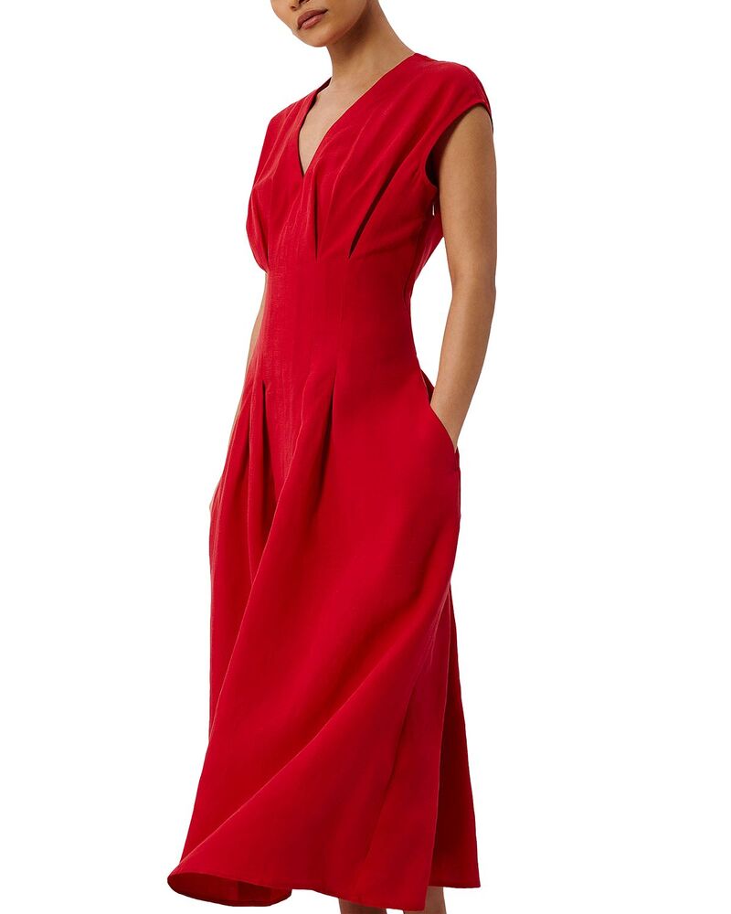 ホイッスルズ レディース トップス ワンピース プチ リネン Whistles Petite Panelinen Blendress Red レッド