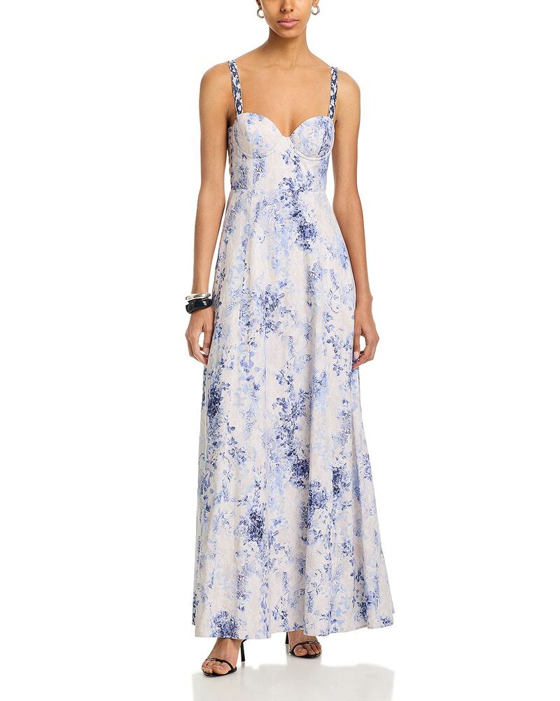 ラジャンス レディース トップス ワンピース マキシ L'AGENCE Sutton Strap Maxi Dress Ivory Blue Watercolor アイボリー