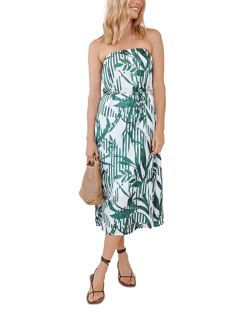 ベラダール レディース トップス ワンピース ミディ ストラップレス Bella Dahl Flowy Strapless Midi Dress Palm Paradise｜ReVida 店