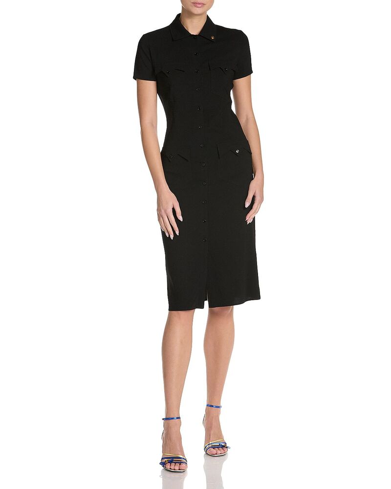 ヴェルサーチ レディース トップス プルオーバー ジョーゼット Versace Georgette Shirt Dress Black 黒いこと