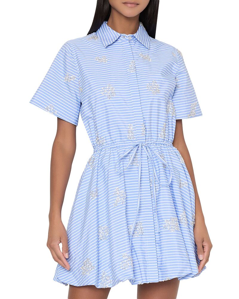 ミリー レディース トップス ワンピース ミニ MILLY Willa Beaded Mini Dress Blue/white ホワイト