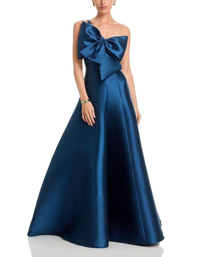 アムサール レディース トップス ワンピース Amsale Mikadouble Strap Bow Gown French Blue ブルー