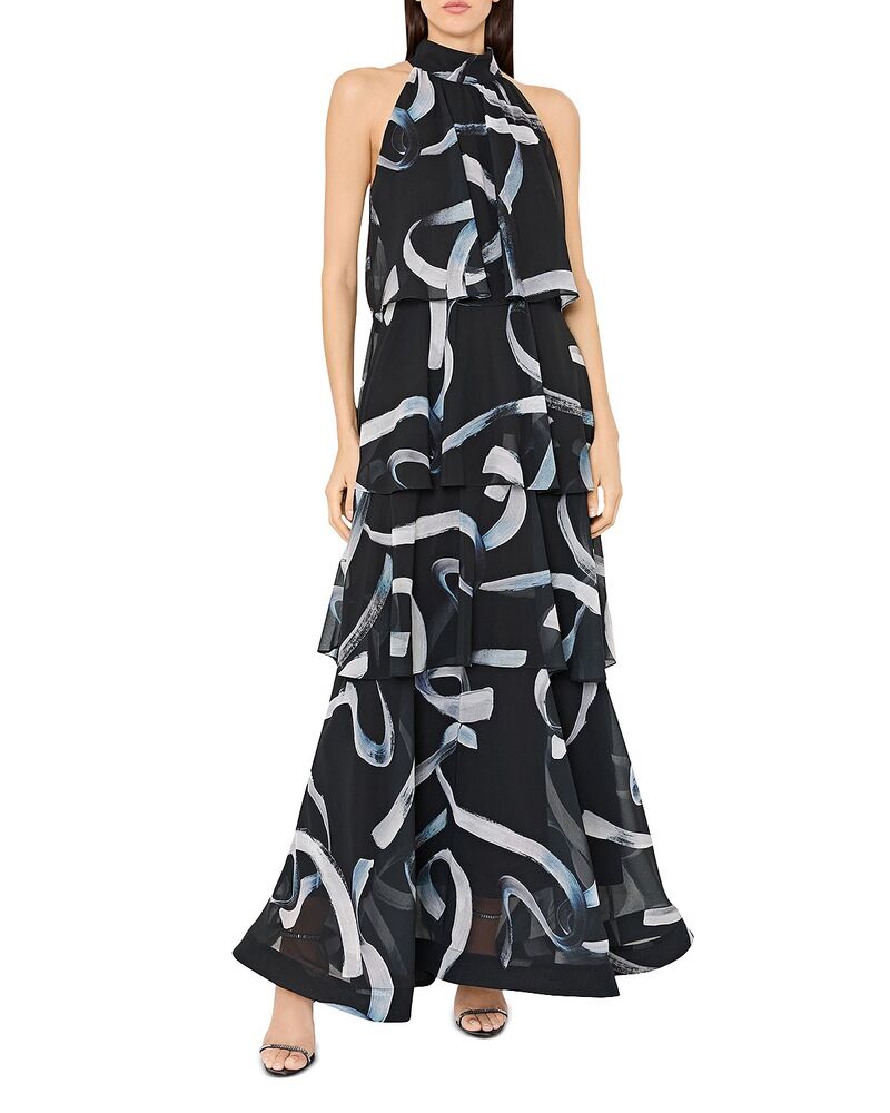 ミリー レディース トップス ワンピース シフォン MILLY Salem Chiffon Bell Dress Black/white ホワイト