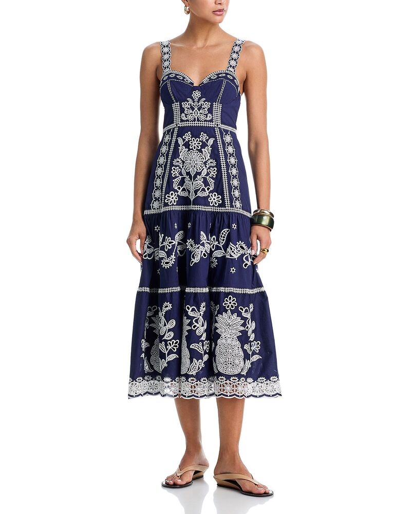 ファーム レディース トップス ワンピース ミディ FARM Rio Sweetheart Neck Midi Dress Blue ブルー｜ReVida 店
