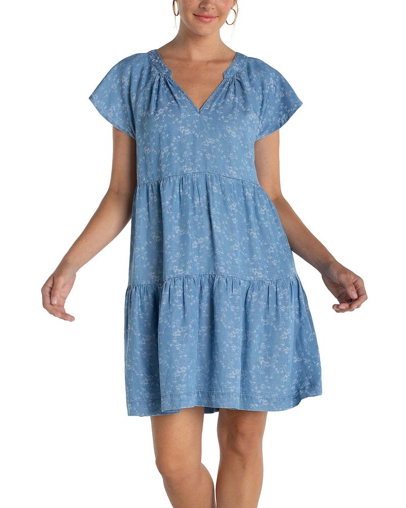 リヴァプール ロサンゼルス レディース トップス ワンピース ティアード Liverpoolos Angeles Tiered Flutter Sleeve Dress Ind Roses