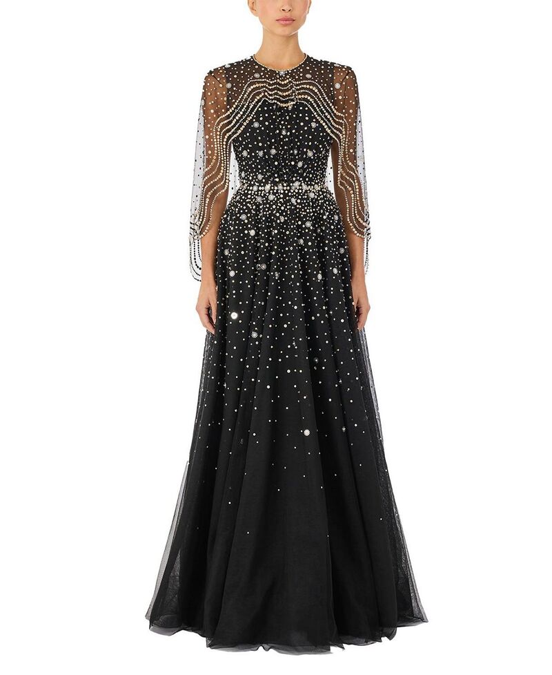 ジェニー・パッカム レディース トップス ワンピース マキシ Jenny Packham Oliver Beaded-Applique Maxi Dress Liquorice|ReVida 店