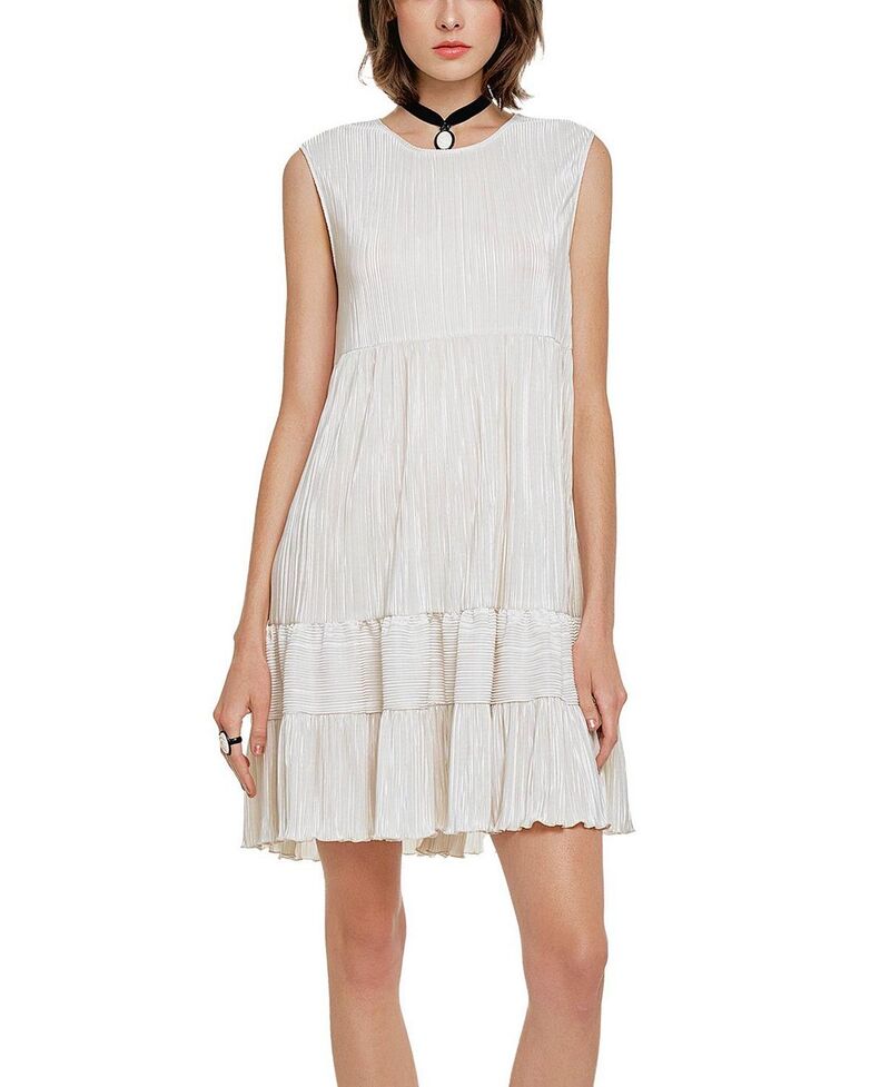 アナスイ レディース トップス 衣装 Anna Sui Plisse Babydoll Dress Cream 皮膚軟化剤