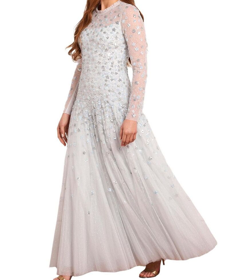 ニードルアンドスレッド レディース トップス 衣裳 Needle \u0026 Thread Starry Nights Round Neck Gown Ice Blue 青色 レディースファッション-ワンピース