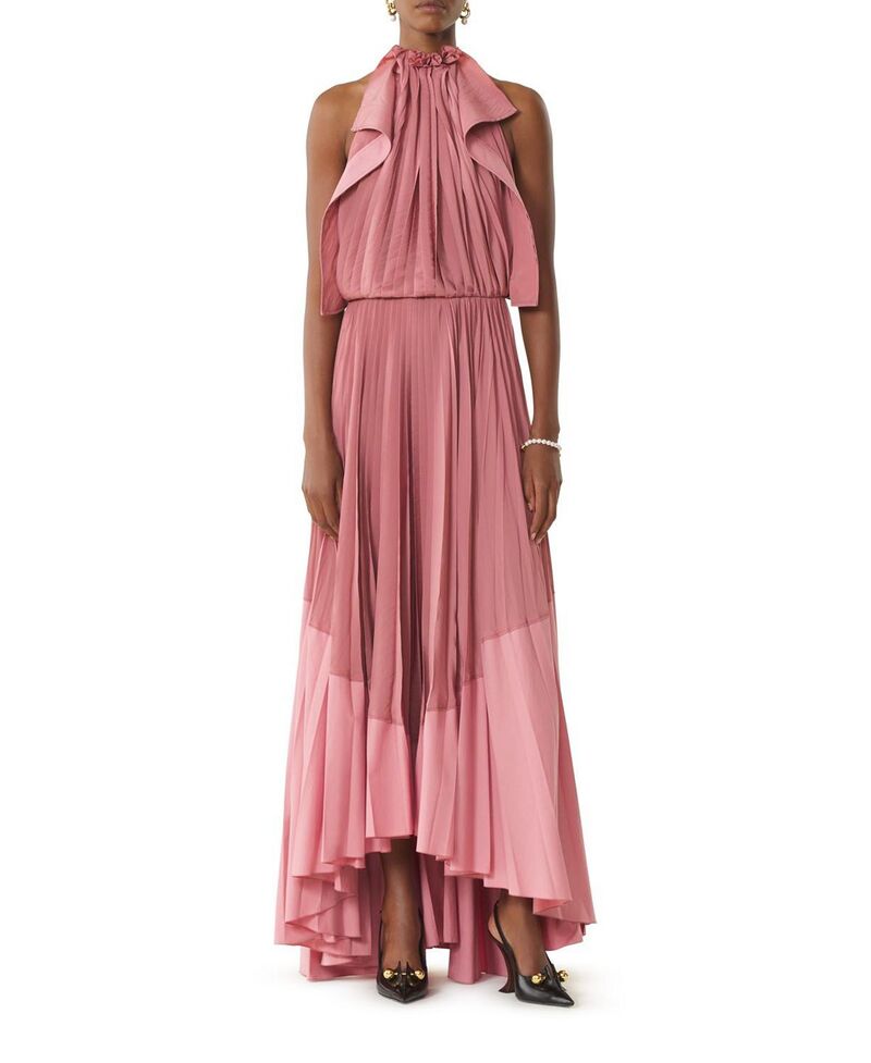 ランバン レディース トップス ワンピース プリーツ コットン Lanvin Pleatedress In Charmeuse And Cotton Old Pink satin finish. ピンク
