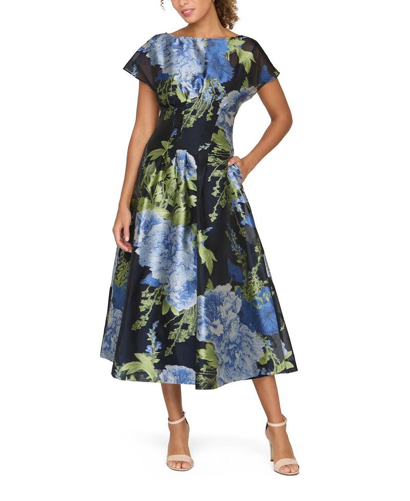 ケイ アンジャー レディース トップス 衣装 Kay Unger Florene Tea Length Dress Dark Blue 青み