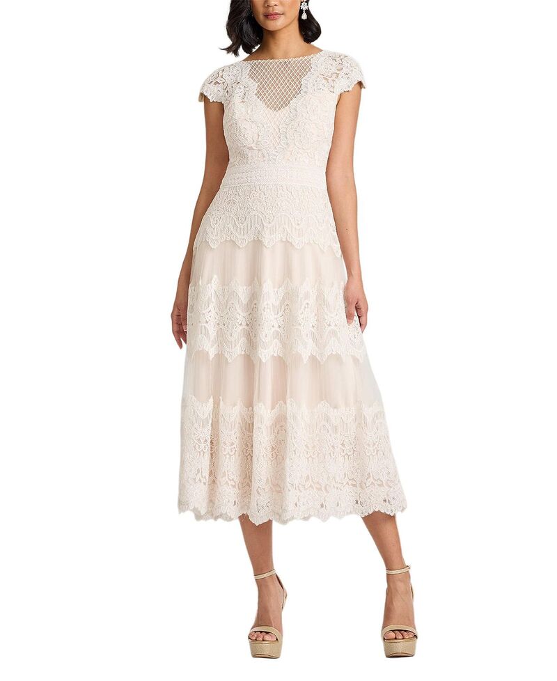 タダシショージ レディース トップス 衣裳 MIDI スピード競技 Tadashi Shoji Macia Lace Midi Dress Ivory/Petal 象牙色