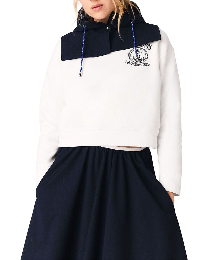 マージュ レディース アウター パーカー・スウェット 刷り上げる プルオーバー Maje Sailor Print Sweatshirt White 白いこと