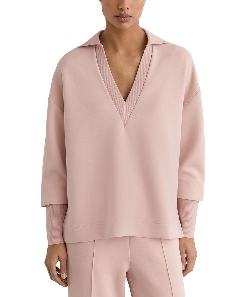 レイス レディース アウター パーカー・スウェット スポーツシャツ REISS Bernie Polo Neck Sweatshirt Pale Pink サクラ色