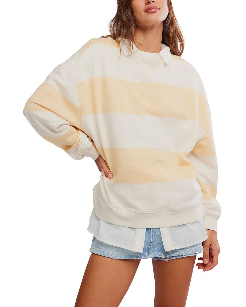 フリーピープル レディース トップス シャツ クルーネック Free People Classic Stripe Crewneck Top Apricot アプリコット