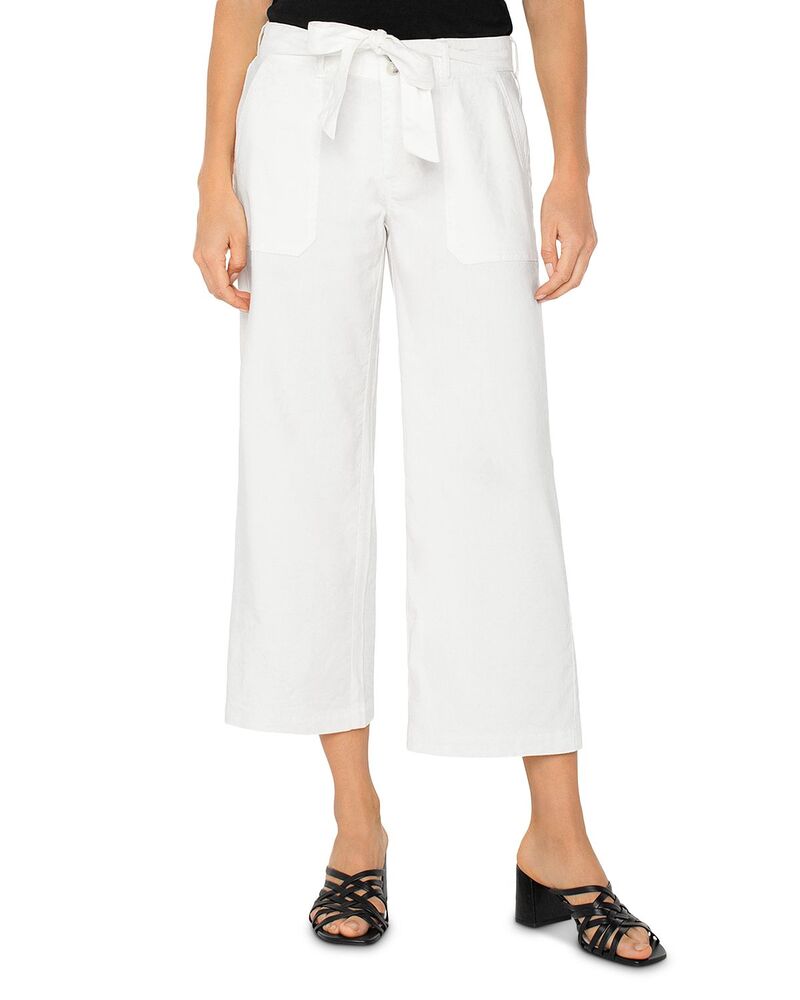 リヴァプール ロサンゼルス レディース ボトムス デニムパンツ ワイドレッグ ジーンズ Liverpoolos Angeles Belted High Rise Crop Wide Leg Jeans White ホワイト｜ReVida 店