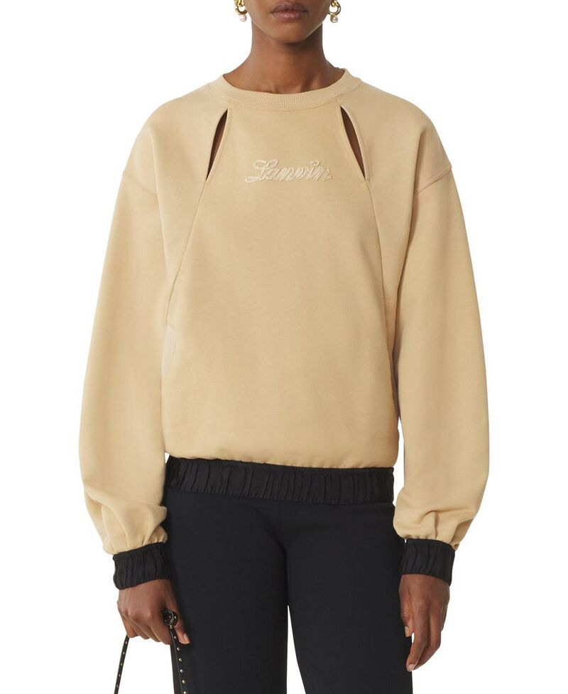 ランバン レディース アウター パーカー・スウェット ティーシャツ Lanvin Ribbon Sweatshirt Sand color. 砂子