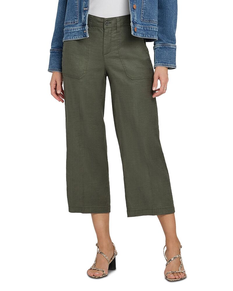 エヌワイディージェイ レディース ボトムス カジュアルパンツ ワイドレッグ クロップド NYDJ Wide Leg Cropped Pants Desert Green グリーン｜ReVida 店