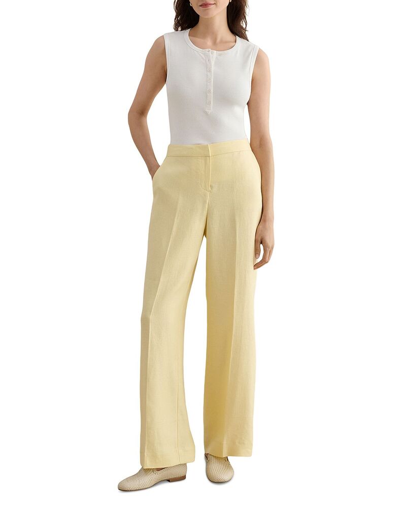 ホッブス英国の首都 レディース ボトムス 心地好いズボン下 リネン HOBBS LONDON Adalee Linen Pantsoft Yellow 黄色