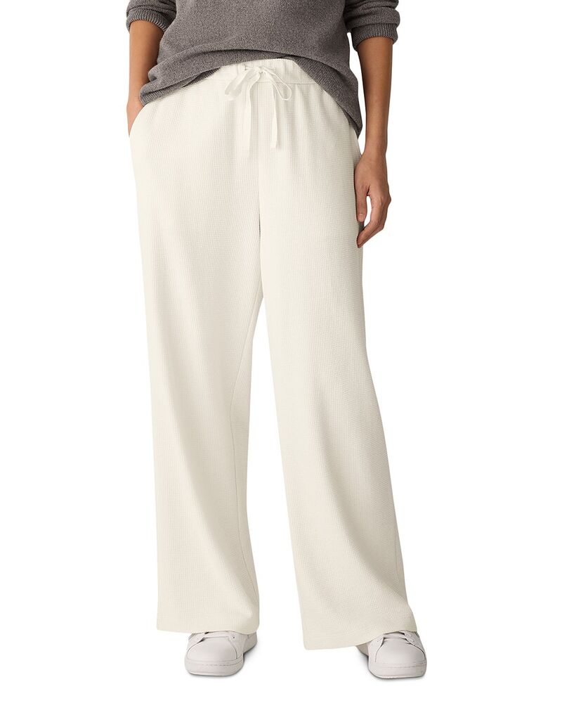 エイリーンフィッシャー レディース ボトムス カジュアルパンツ アンクル ニット Eileen Fisher Waffle Double Knit Wide Ankle Pants with Drawstring Soft White ホワイト