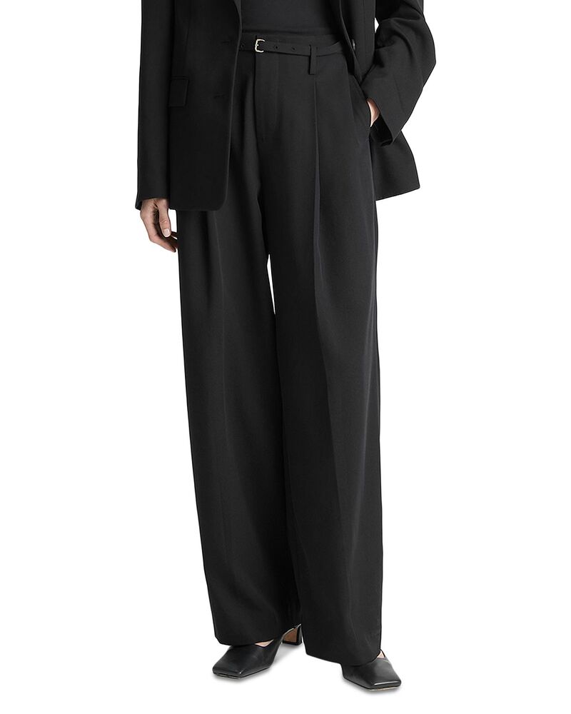 ヴィンス レディース ボトムス 心地好いズボン下 ご機嫌酉の方角 筋目 Vince High Waist Pleated Pants Black 黒いこと