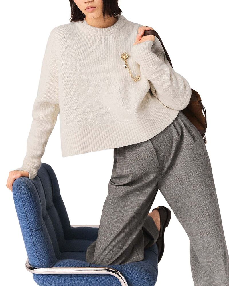 マージュ レディース ボトムス 心地好いズボン下 Maje Prince of Wales Check Palazzo Pants Grey 薄墨色